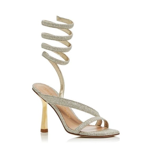 Stuart Weitzman Beatrix 100 Wrap Sandals Women's Size‎ 8B Fig-Fine Glitter S0447 - Picture 1 of 13